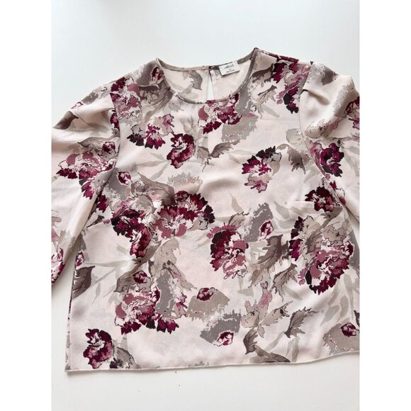 Aritzia WILFRED Cambrai Purple Matte Crepe Bell Sleeve Cropped Blouse, Size XS - Picture 7 of 10